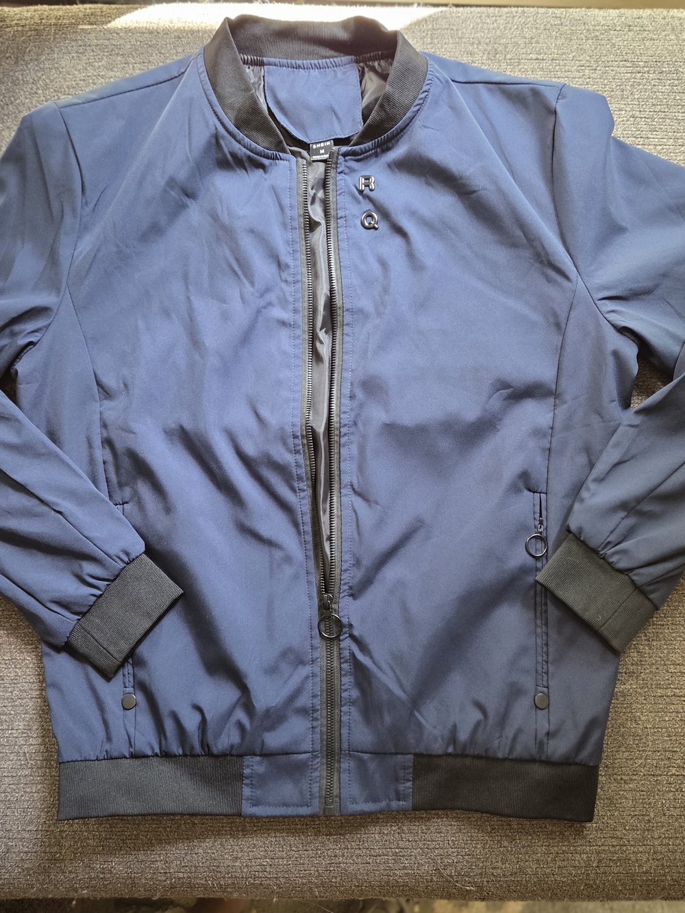SHEIN Navy Blue Bomber Jacket with Black Trim NWOT